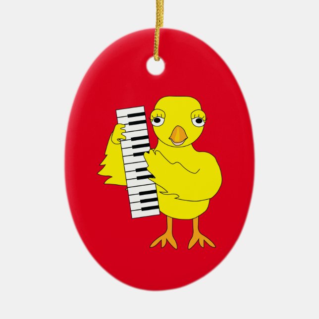 Keyboard Chick Text Ceramic Tree Decoration (Front)