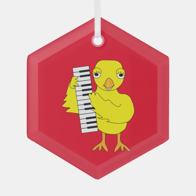 Keyboard Chick Text Glass Tree Decoration (Front)