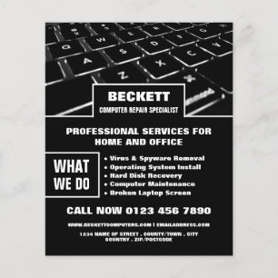 Keyboard, Computer Repair Specialist Advertising Flyer