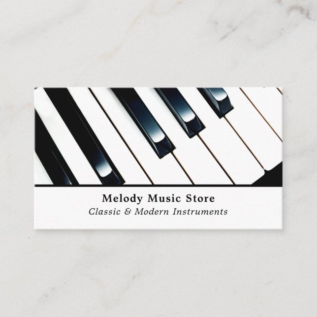 Keyboard Keys, Musical Instrument Store Business Card (Front)