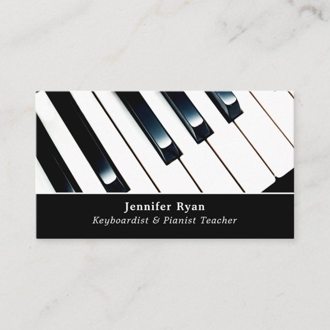 Keyboard Keys, Professional Keyboardist, Pianist Business Card (Front)