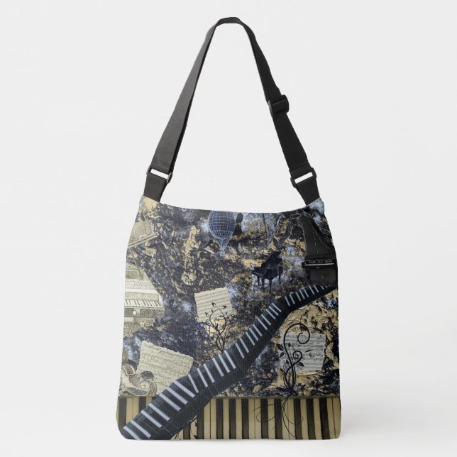 Keyboard Landscape Fantasy Scene Crossbody Bag (Front)