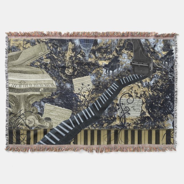 Keyboard Landscape Throw Blanket (Front)