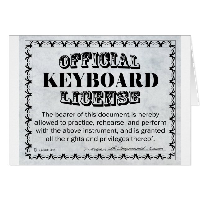 Keyboard License (Front Horizontal)