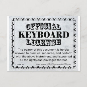 Keyboard License Postcard