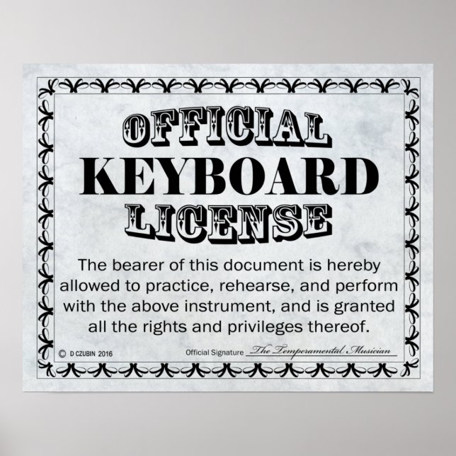 Keyboard License Poster (Front)