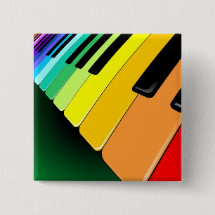 Keyboard Music Party Colours 15 Cm Square Badge