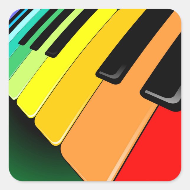 Keyboard Music Party Colours Square Sticker (Front)