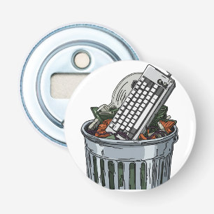 Keyboard on trashcan bottle opener