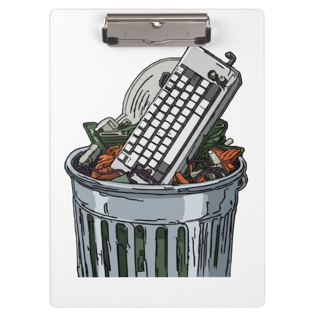 Keyboard on trashcan clipboard (Front)
