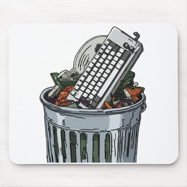 Keyboard on trashcan mouse mat (Front)