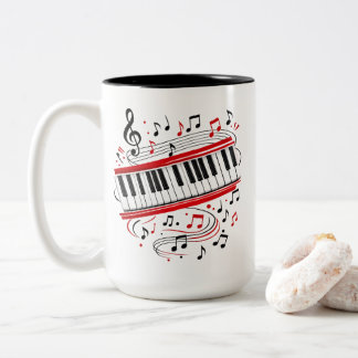 Keyboard Piano Art "Keyboard Notes" Musicians Two-Tone Coffee Mug
