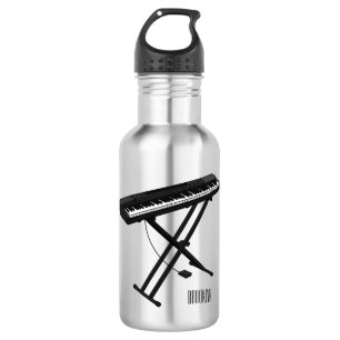 Keyboard piano cartoon illustration 532 ml water bottle