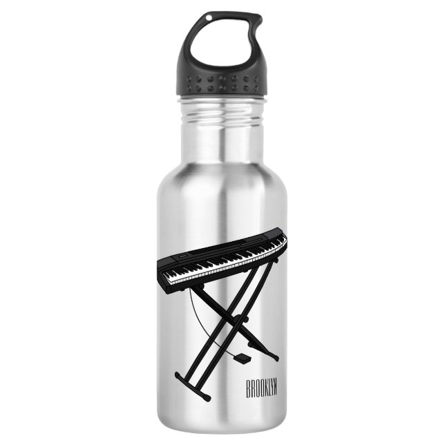Keyboard piano cartoon illustration 532 ml water bottle (Front)