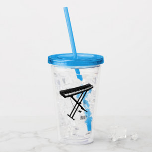 Keyboard piano cartoon illustration acrylic tumbler
