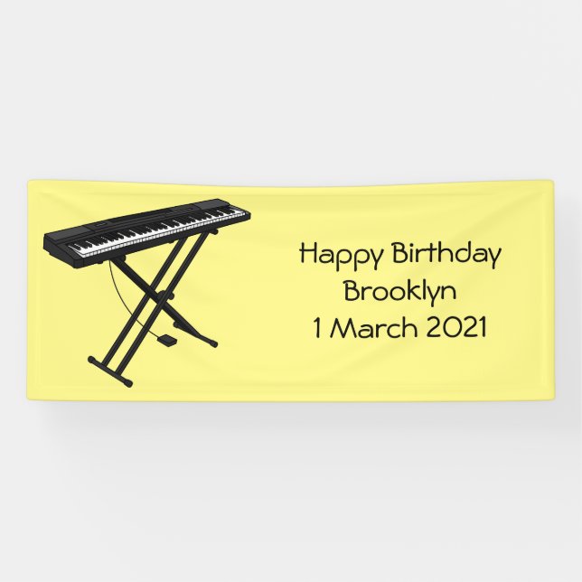 Keyboard piano cartoon illustration banner (Horizontal)