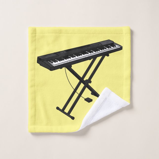 Keyboard piano cartoon illustration bath towel set (Wash Cloth)