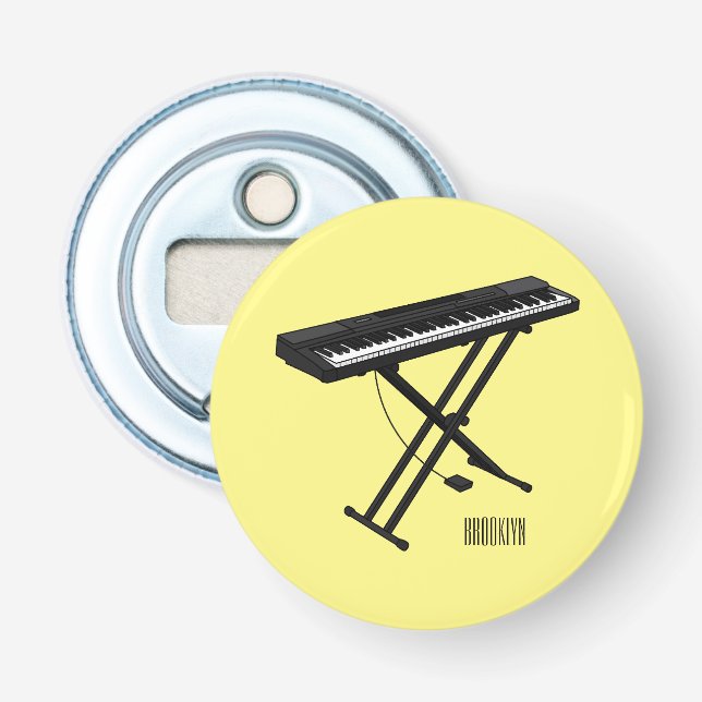 Keyboard piano cartoon illustration bottle opener (Front)
