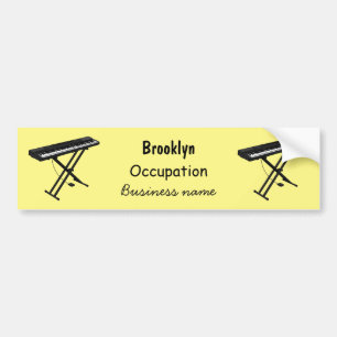 Keyboard piano cartoon illustration bumper sticker