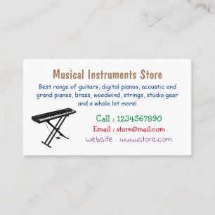 Keyboard piano cartoon illustration business card