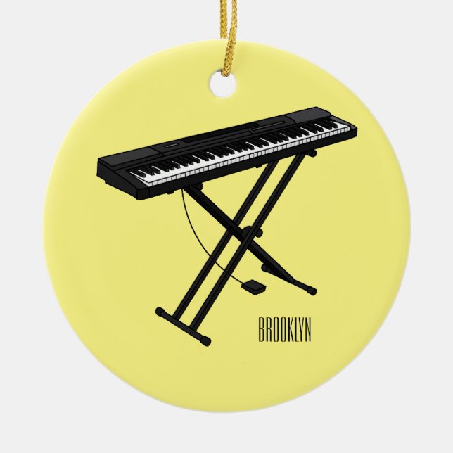Keyboard piano cartoon illustration ceramic tree decoration (Front)