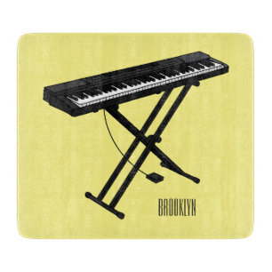 Keyboard piano cartoon illustration cutting board