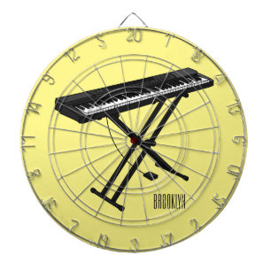 Keyboard piano cartoon illustration dartboard