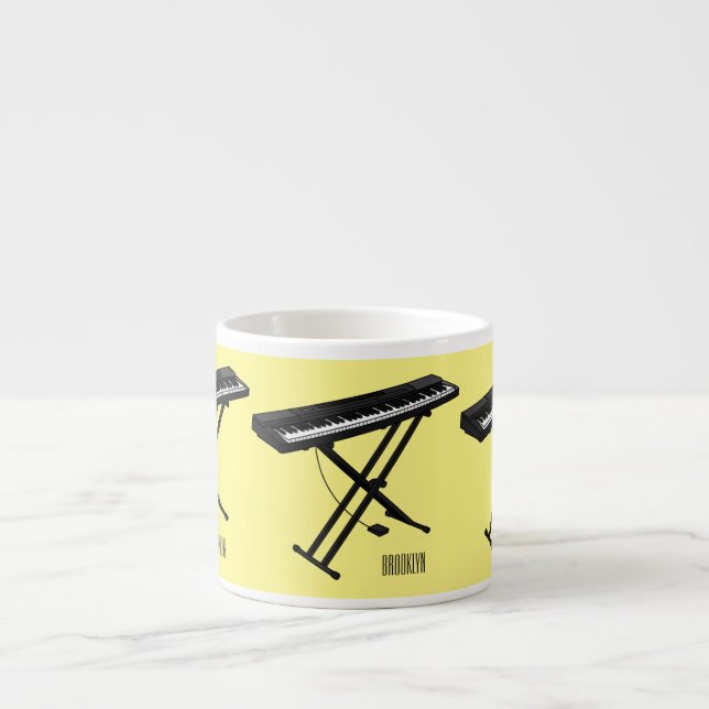 Keyboard piano cartoon illustration espresso cup (Front)