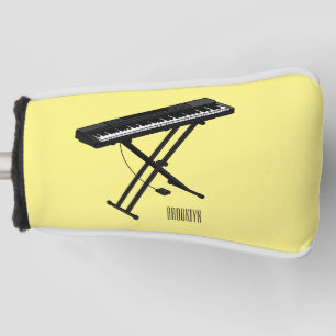 Keyboard piano cartoon illustration golf head cover