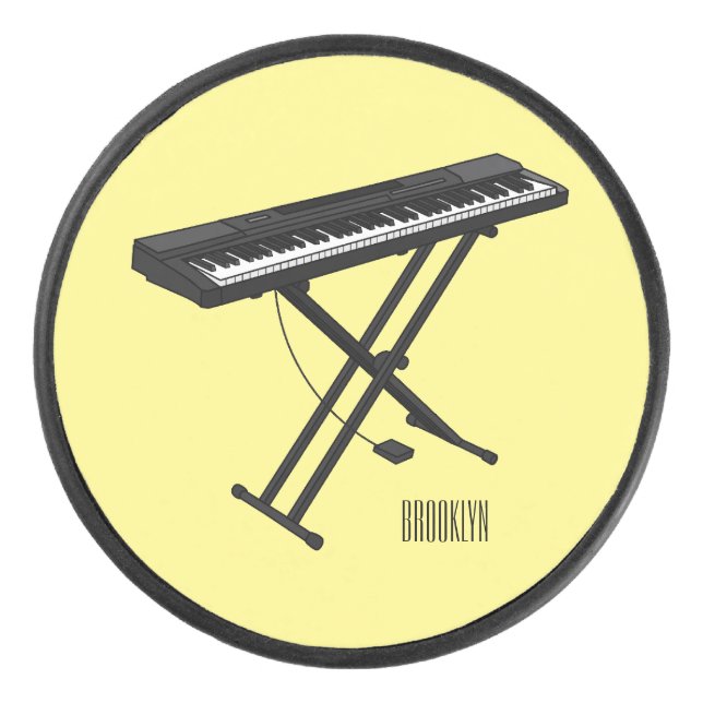 Keyboard piano cartoon illustration hockey puck (Front)
