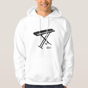 Keyboard piano cartoon illustration hoodie