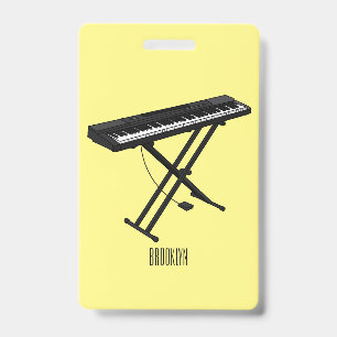 Keyboard piano cartoon illustration ID badge