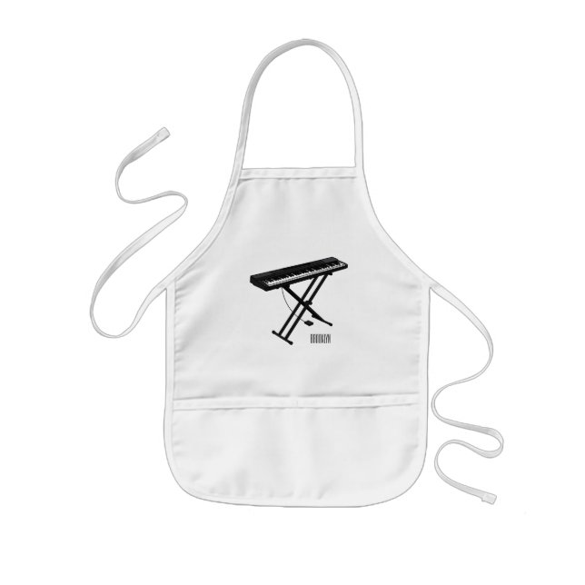Keyboard piano cartoon illustration kids apron (Front)