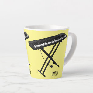 Keyboard piano cartoon illustration latte mug