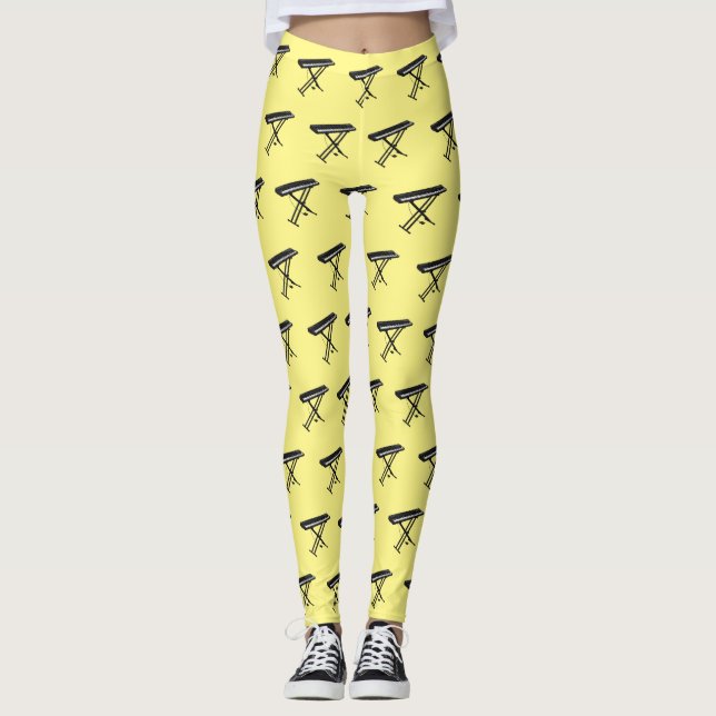 Keyboard piano cartoon illustration leggings (Front)