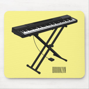 Keyboard piano cartoon illustration mouse mat