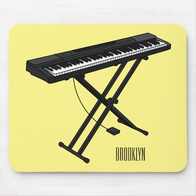 Keyboard piano cartoon illustration mouse mat (Front)