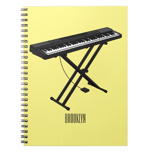 Keyboard piano cartoon illustration notebook (Front)