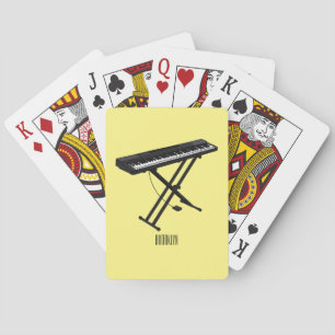 Keyboard piano cartoon illustration playing cards