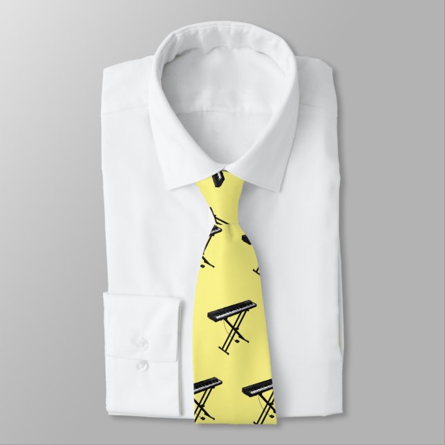 Keyboard piano cartoon illustration tie (Tied)