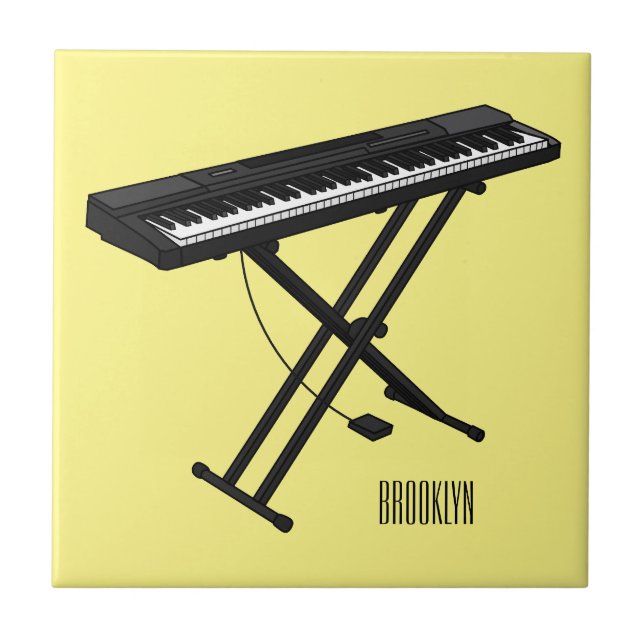 Keyboard piano cartoon illustration tile (Front)