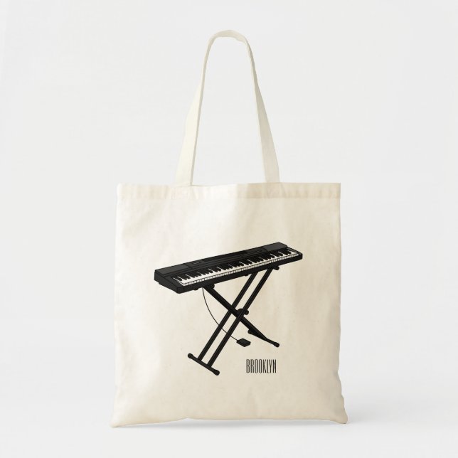 Keyboard piano cartoon illustration tote bag (Front)