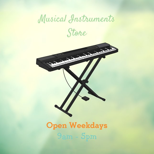 Keyboard piano cartoon illustration window cling (Sheet 3)