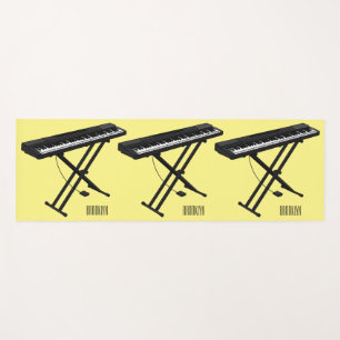 Keyboard piano cartoon illustration yoga mat