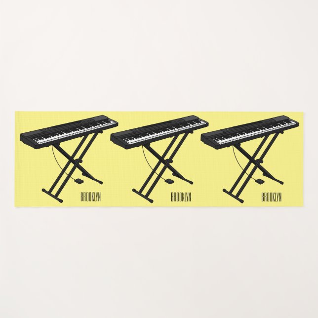 Keyboard piano cartoon illustration yoga mat (Front (Horizontal))
