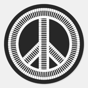 Keyboard piano isolated creative peace sign classic round sticker