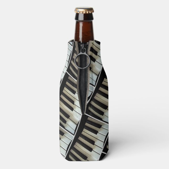Keyboard Piano Keys Black and White Music Themed Bottle Cooler (Bottle Back)