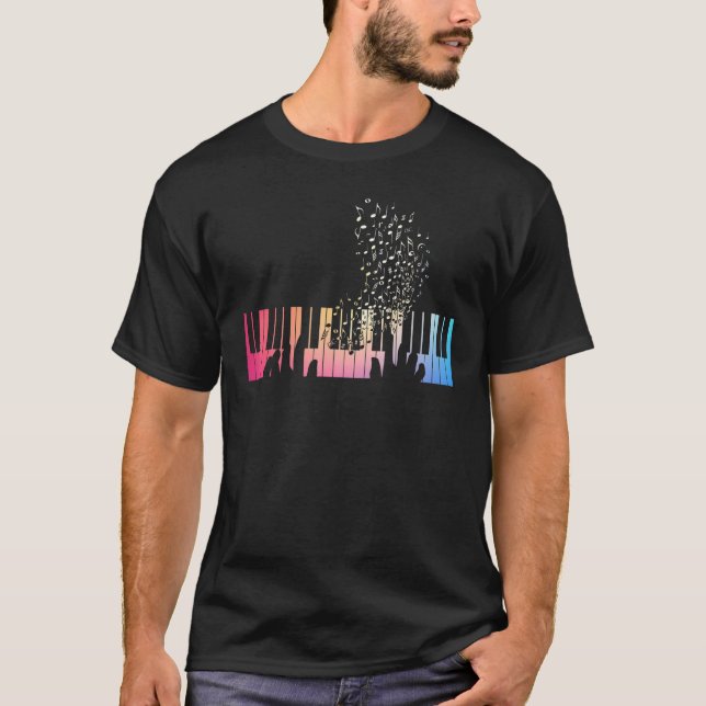 Keyboard Piano Pink Blue Yellow Gradient For Men W T-Shirt (Front)