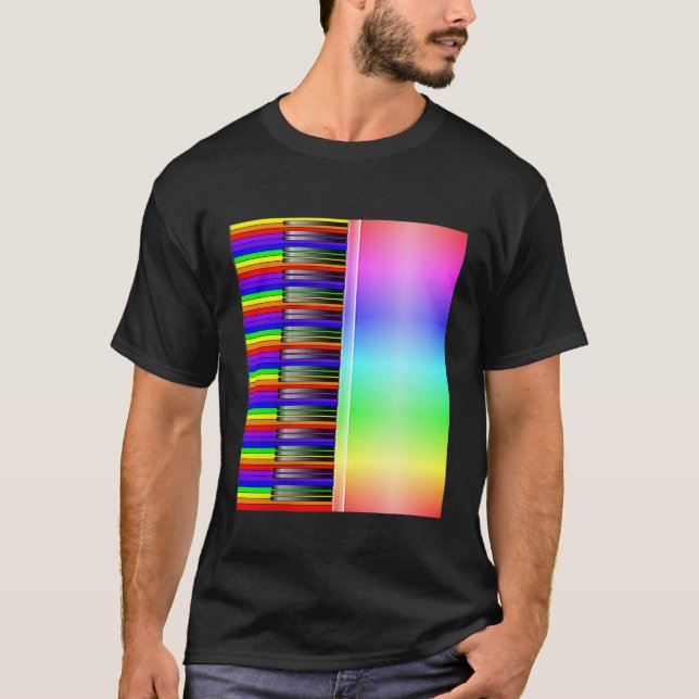 Keyboard Piano Rainbow T-Shirt (Front)
