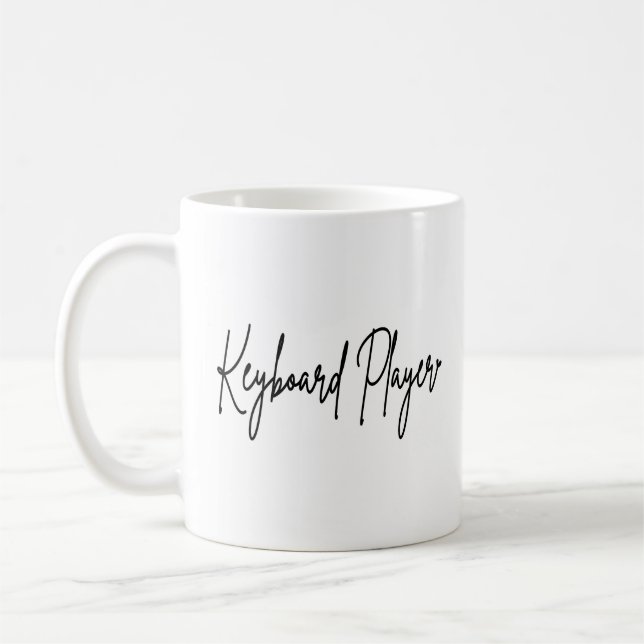 Keyboard Player Typo Black Writing Coffee Mug (Left)